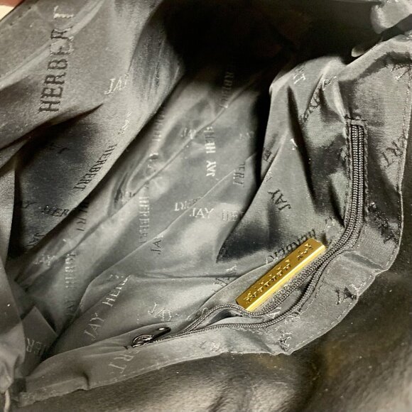 Jay Herbert by SHARIF Black Leather w/ Gold Tone Crossbody Strap Fold Over Snap - Picture 11 of 13